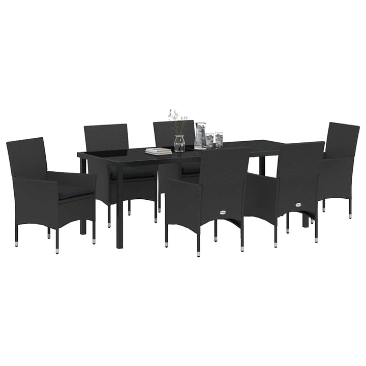 Have Spisebordssæt med pude 7 pcs Sort polyrattan
