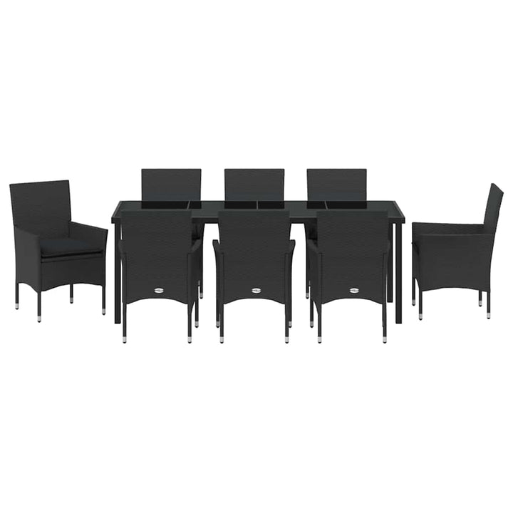 Have Spisebordssæt med pude 9 pcs Sort polyrattan