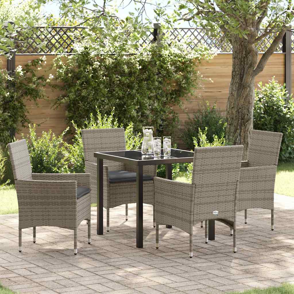 Have Spisebordssæt med pude 5 pcs Grå polyrattan