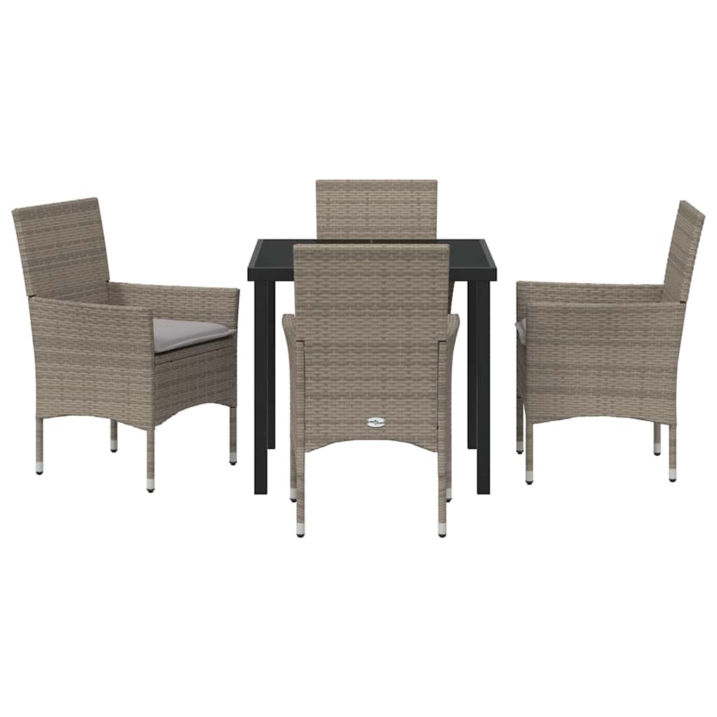 Have Spisebordssæt med pude 5 pcs Grå polyrattan