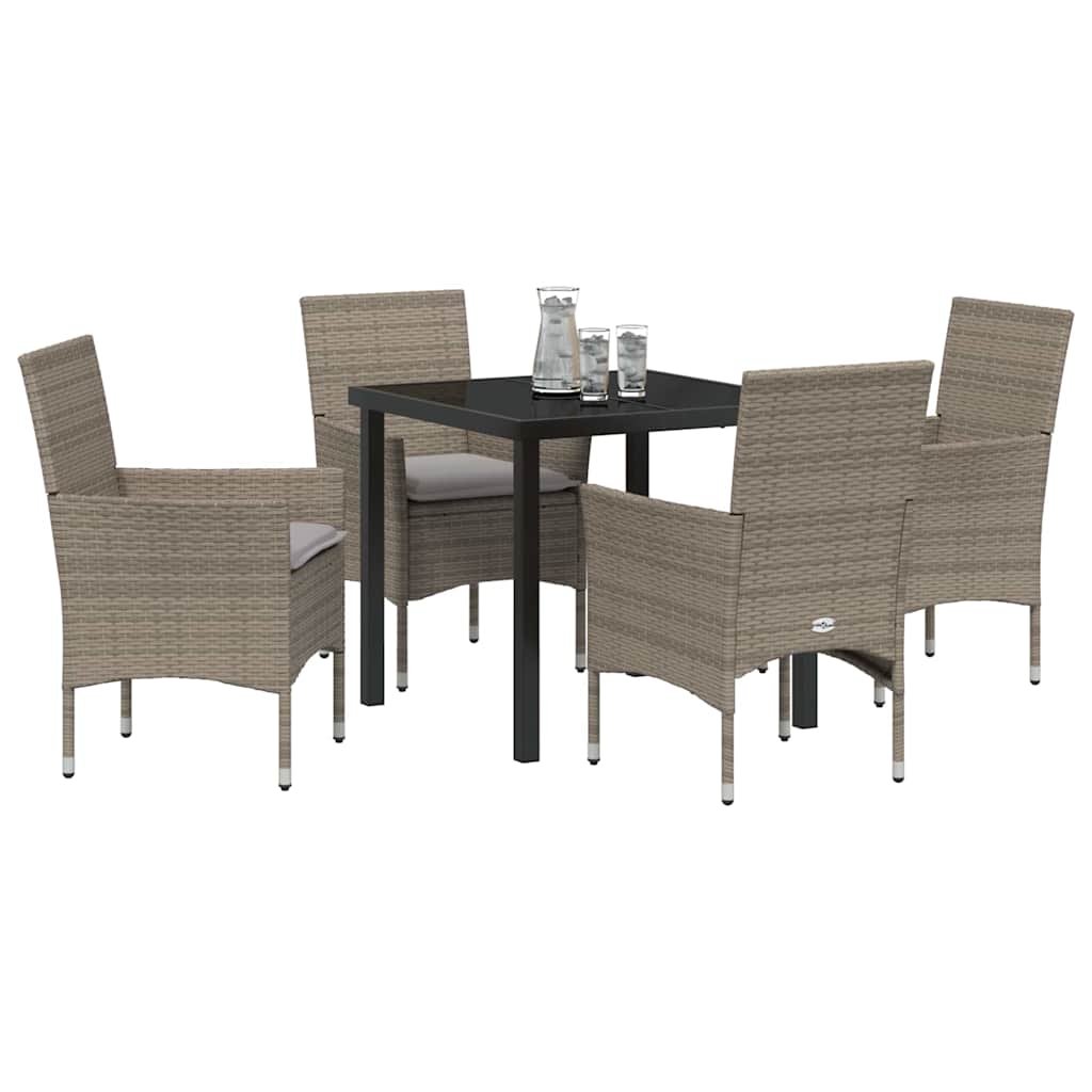 Have Spisebordssæt med pude 5 pcs Grå polyrattan