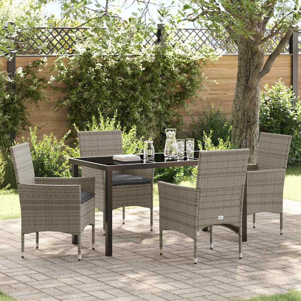 Have Spisebordssæt med pude 5 pcs Grå polyrattan