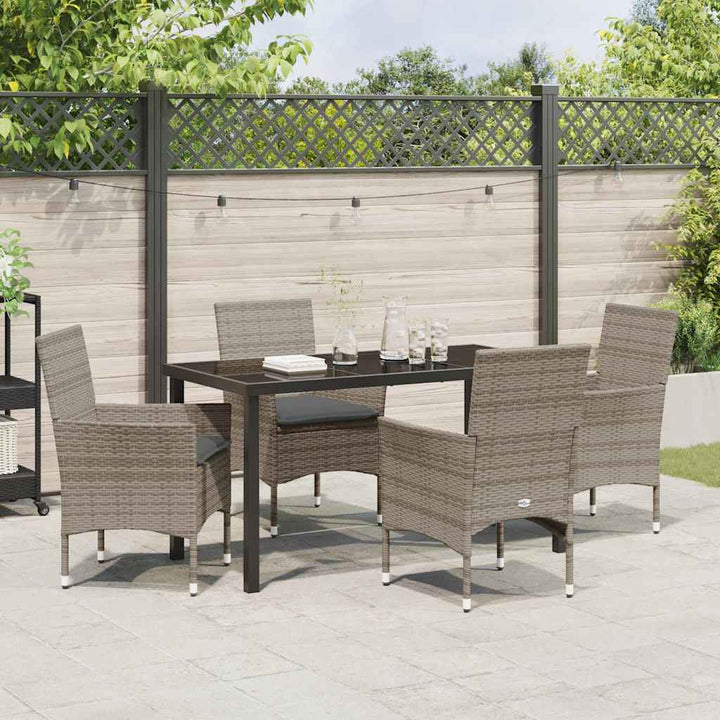 Have Spisebordssæt med pude 5 pcs Grå polyrattan