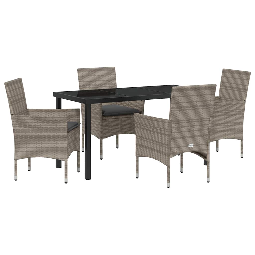 Have Spisebordssæt med pude 5 pcs Grå polyrattan