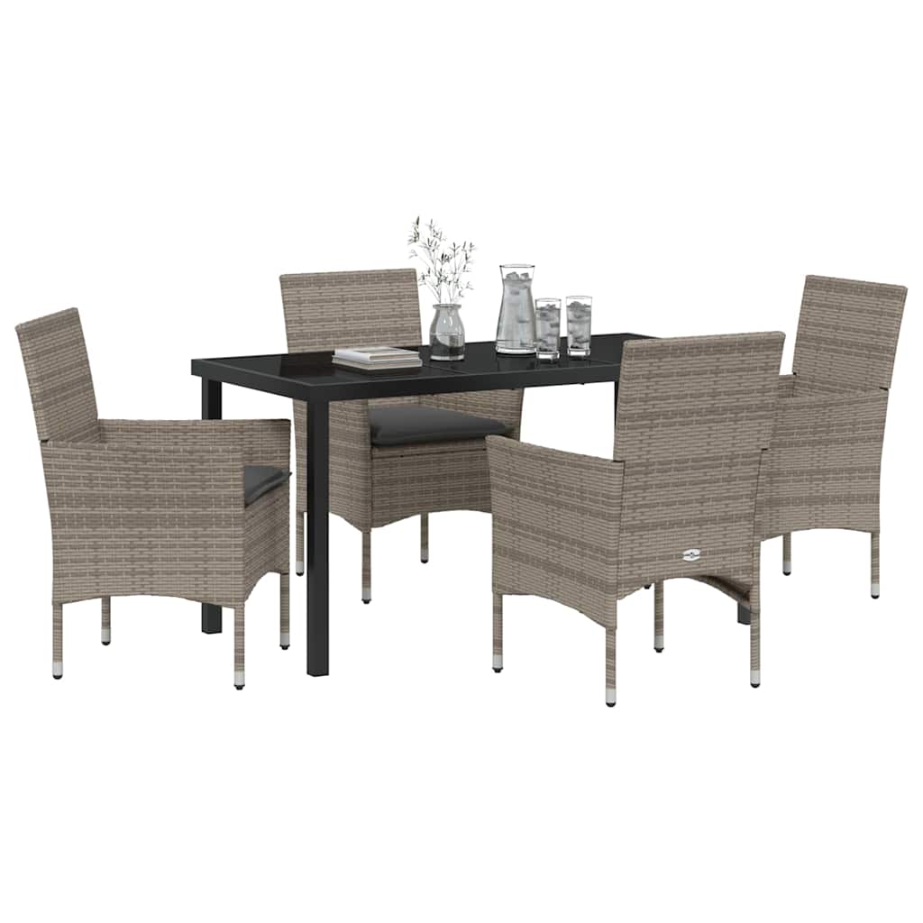 Have Spisebordssæt med pude 5 pcs Grå polyrattan
