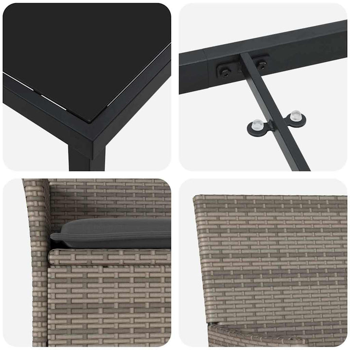 Have Spisebordssæt med pude 5 pcs Grå polyrattan