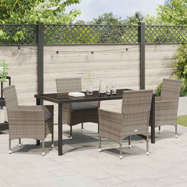 Have Spisebordssæt med pude 5 pcs Grå polyrattan