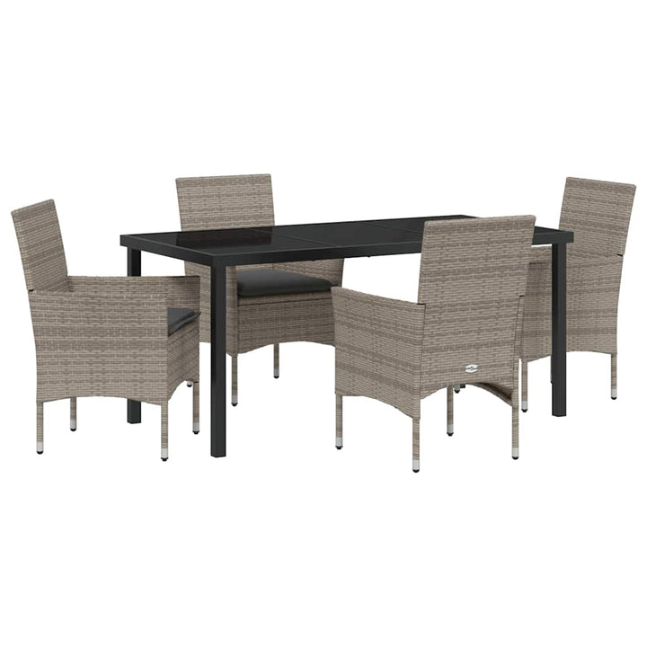 Have Spisebordssæt med pude 5 pcs Grå polyrattan