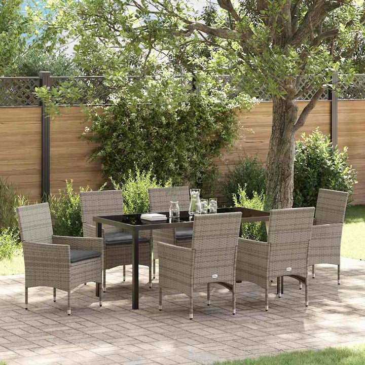 Have Spisebordssæt med pude 7 pcs Grå polyrattan