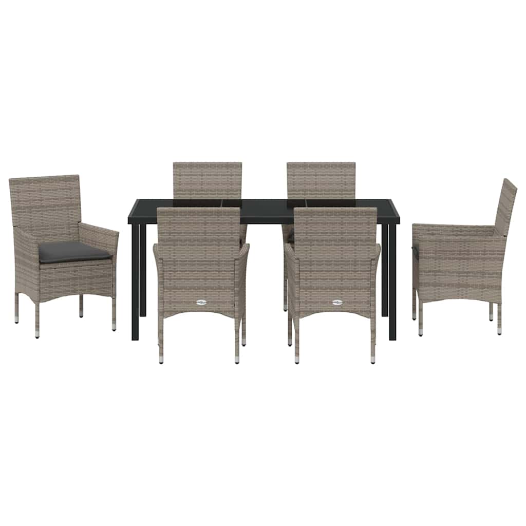 Have Spisebordssæt med pude 7 pcs Grå polyrattan