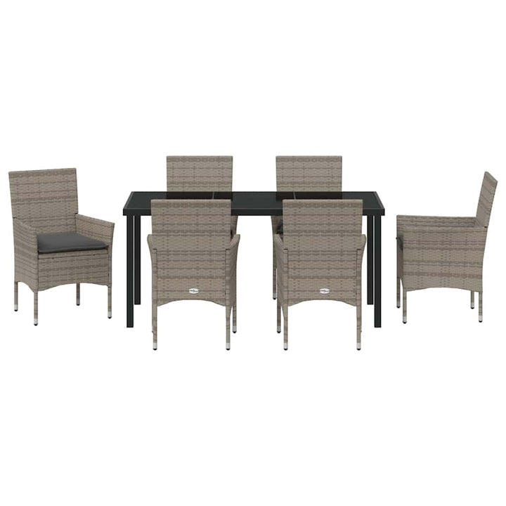Have Spisebordssæt med pude 7 pcs Grå polyrattan