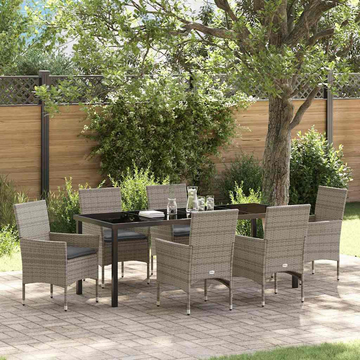 Have Spisebordssæt med pude 7 pcs Grå polyrattan