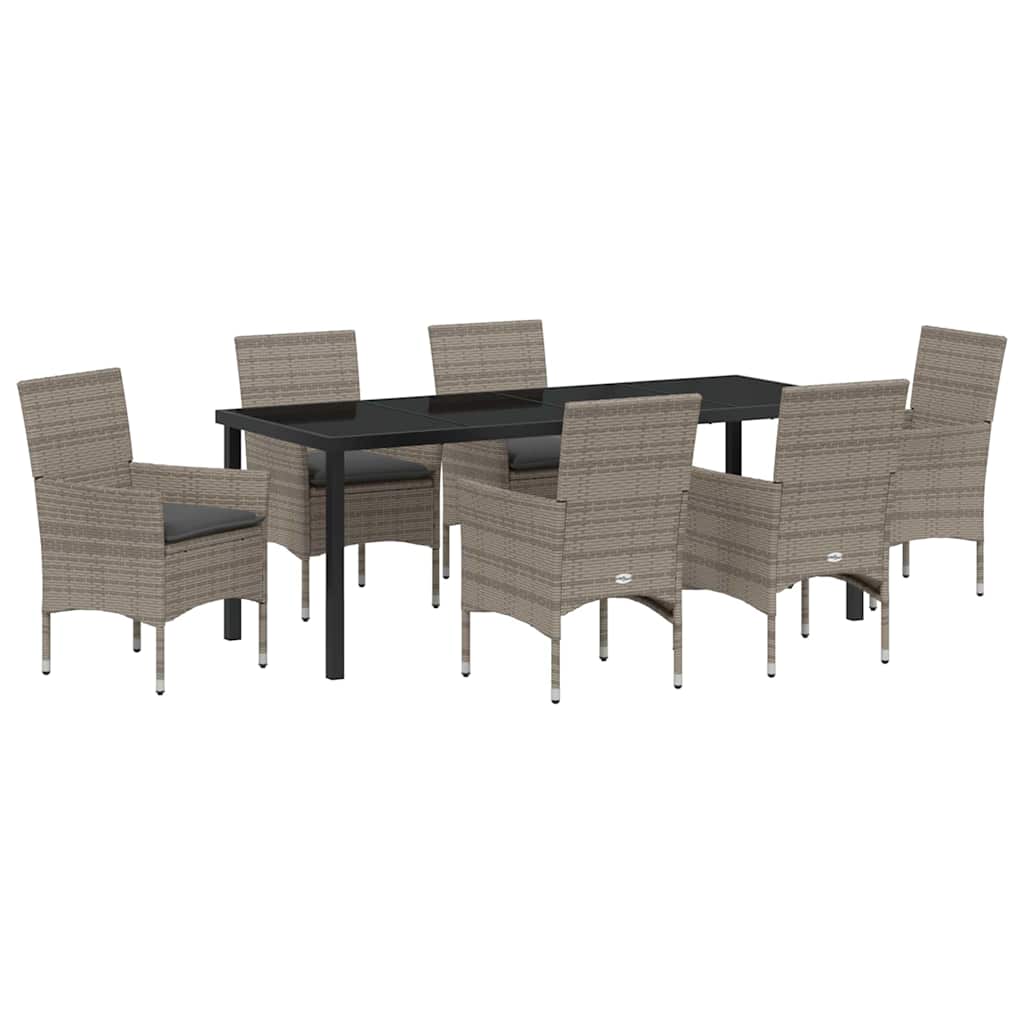 Have Spisebordssæt med pude 7 pcs Grå polyrattan