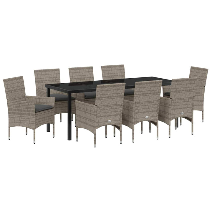 Have Spisebordssæt med pude 9 pcs Grå polyrattan