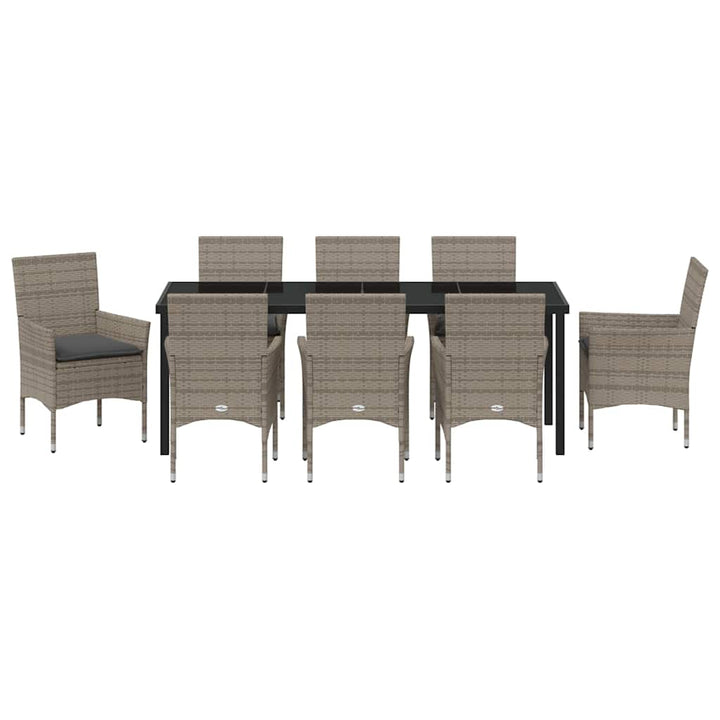 Have Spisebordssæt med pude 9 pcs Grå polyrattan