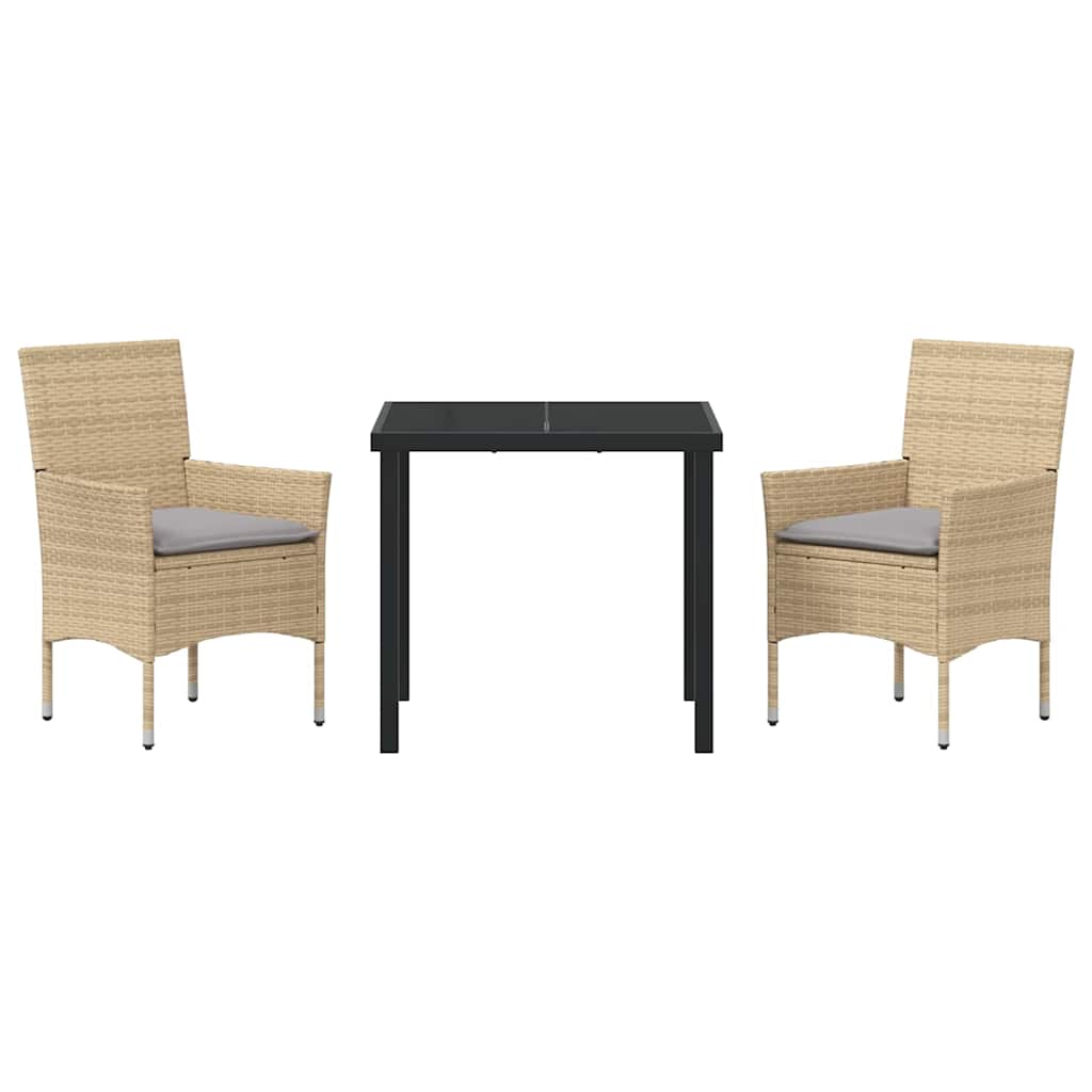 Have Spisebordssæt med pude 3 pcs Beige polyrattan