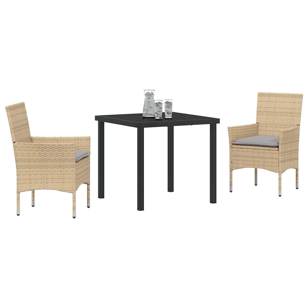 Have Spisebordssæt med pude 3 pcs Beige polyrattan