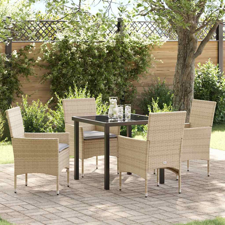 Have Spisebordssæt med pude 5 pcs Beige polyrattan
