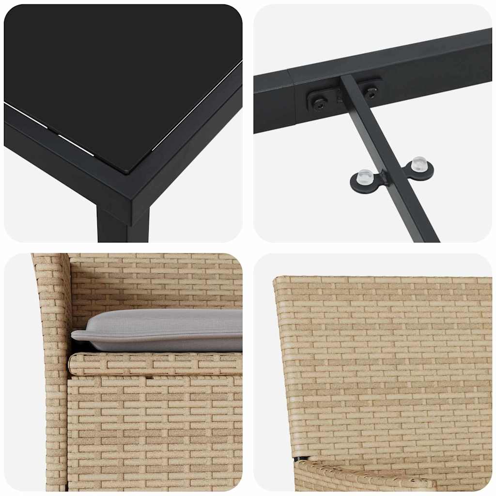 Have Spisebordssæt med pude 7 pcs Beige polyrattan