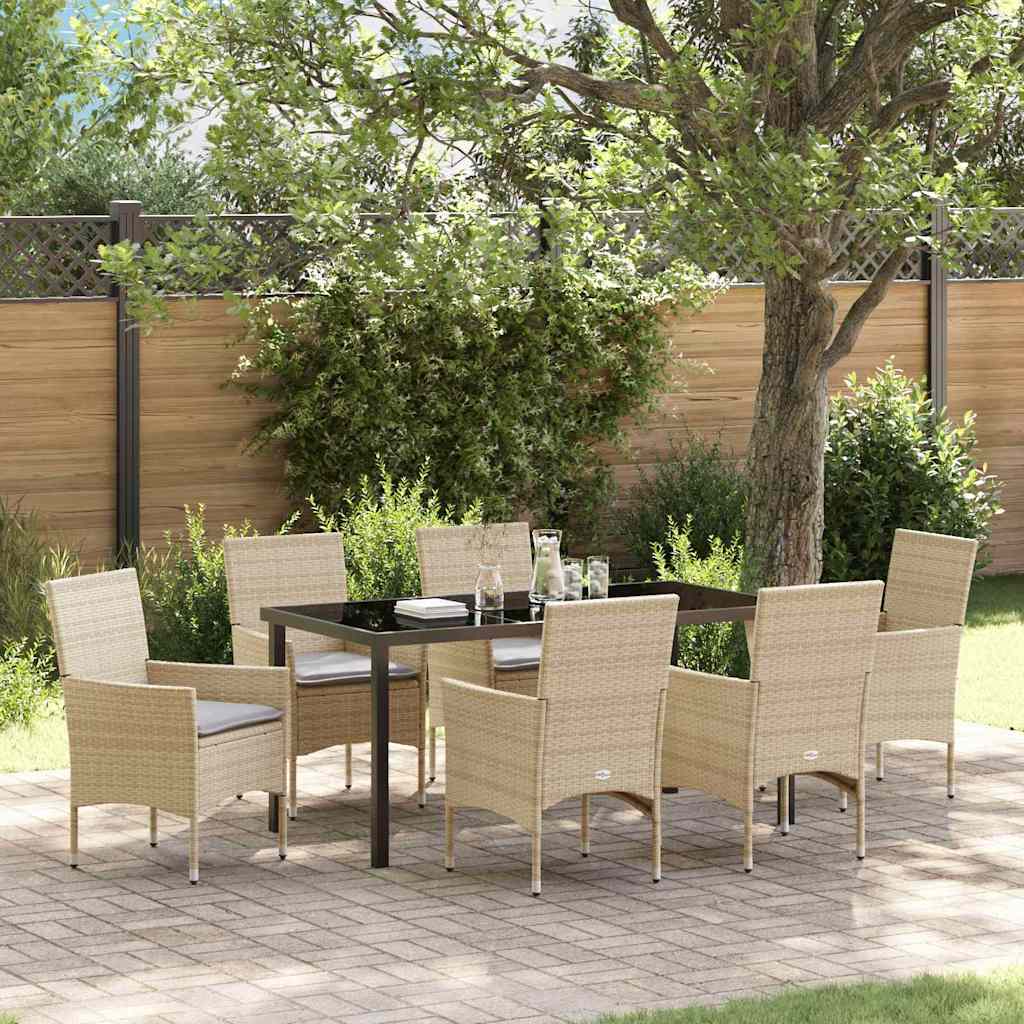 Have Spisebordssæt med pude 7 pcs Beige polyrattan