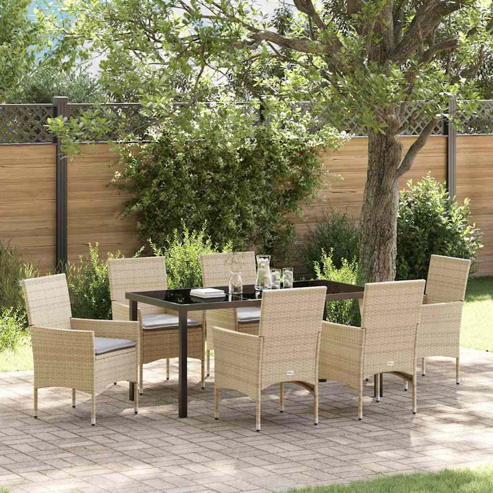 Have Spisebordssæt med pude 7 pcs Beige polyrattan