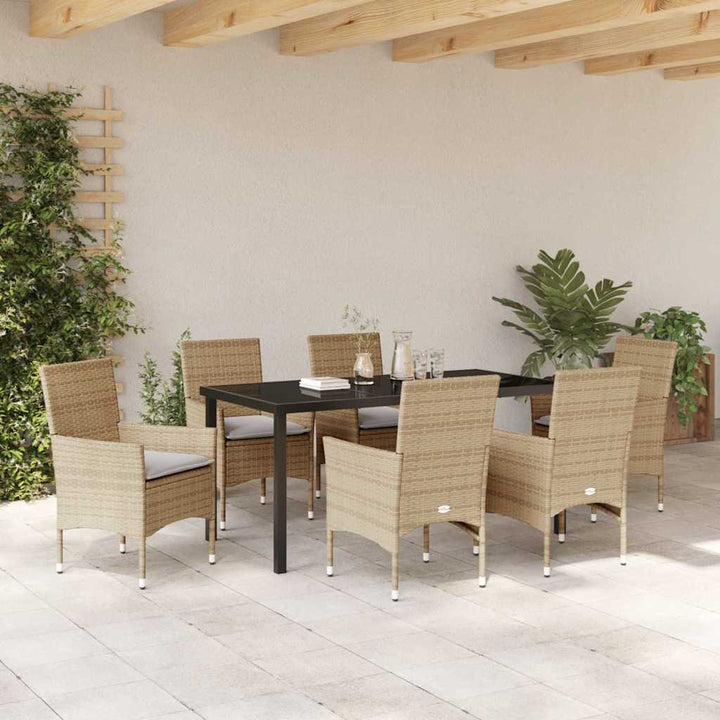 Have Spisebordssæt med pude 7 pcs Beige polyrattan