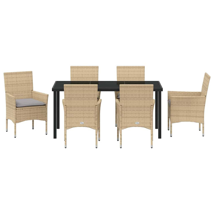 Have Spisebordssæt med pude 7 pcs Beige polyrattan