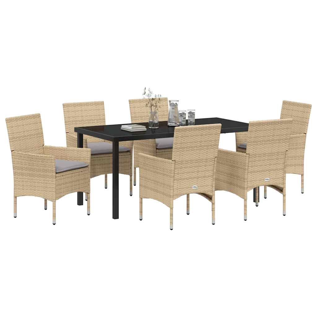 Have Spisebordssæt med pude 7 pcs Beige polyrattan