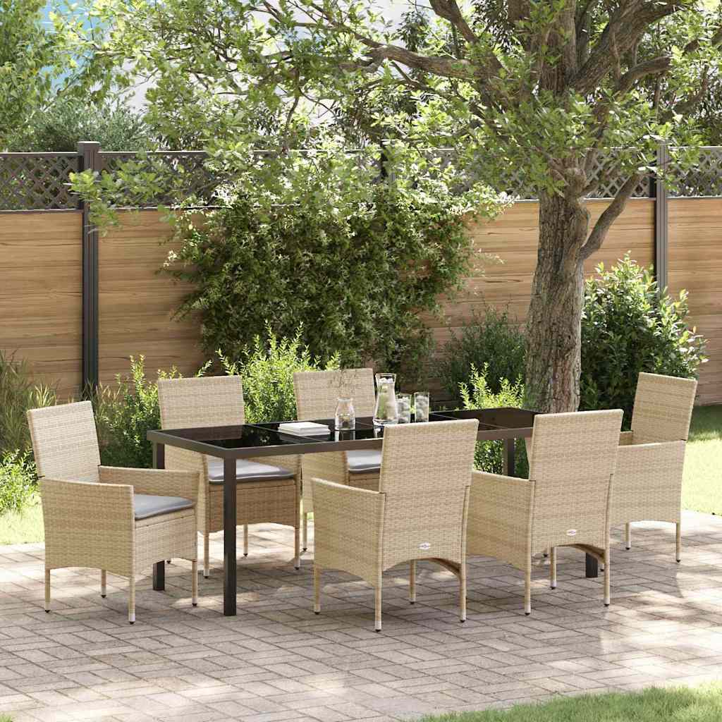 Have Spisebordssæt med pude 7 pcs Beige polyrattan