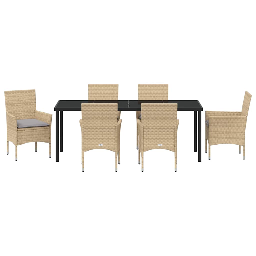Have Spisebordssæt med pude 7 pcs Beige polyrattan