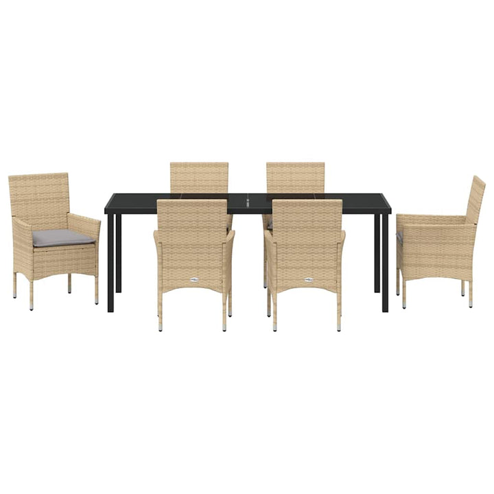 Have Spisebordssæt med pude 7 pcs Beige polyrattan