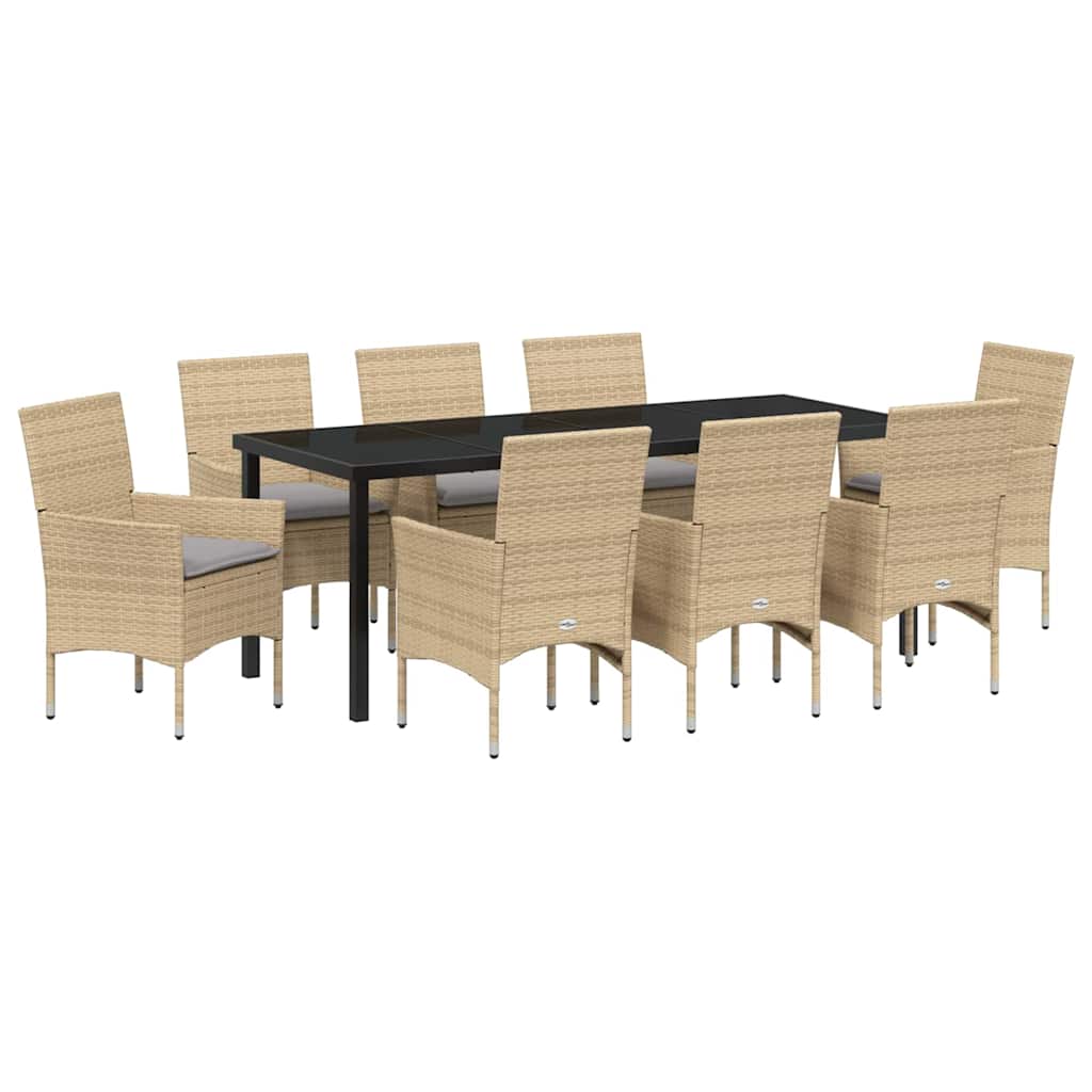 Have Spisebordssæt med pude 9 pcs Beige polyrattan