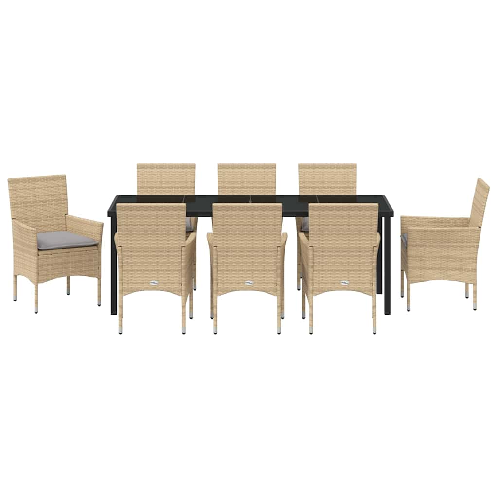 Have Spisebordssæt med pude 9 pcs Beige polyrattan