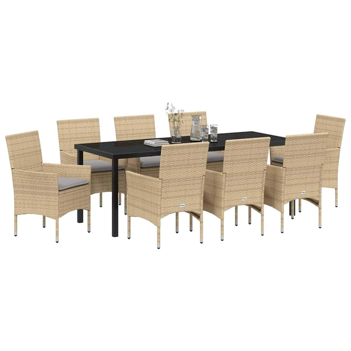 Have Spisebordssæt med pude 9 pcs Beige polyrattan