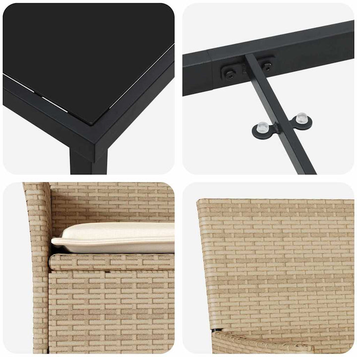 Have Spisebordssæt med pude 3 pcs Beige polyrattan