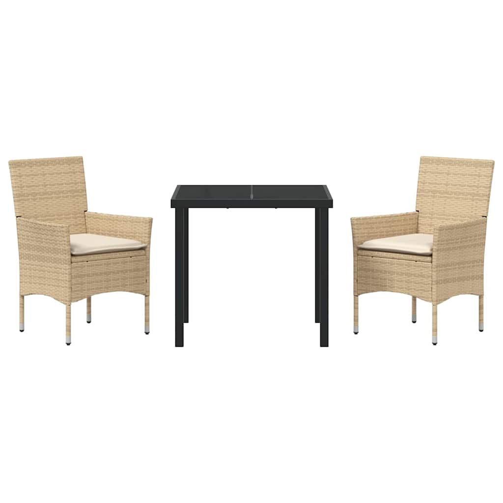 Have Spisebordssæt med pude 3 pcs Beige polyrattan