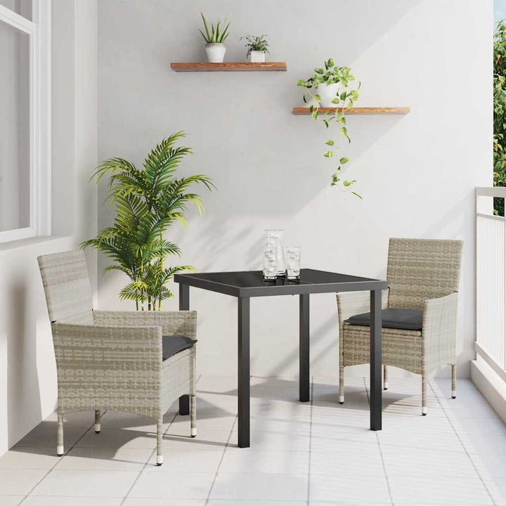 Have Spisebordssæt med pude 3 pcs Lysegrå polyrattan