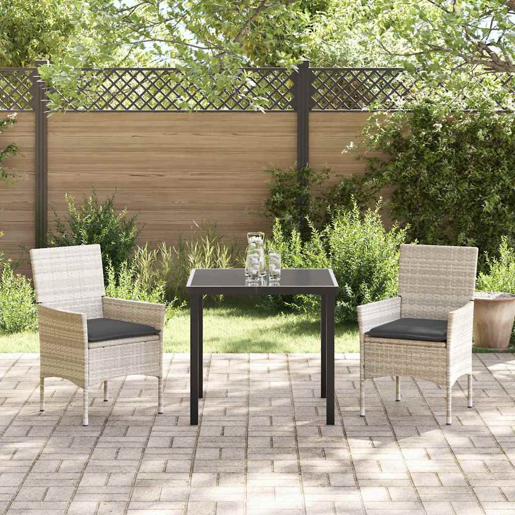 Have Spisebordssæt med pude 3 pcs Lysegrå polyrattan