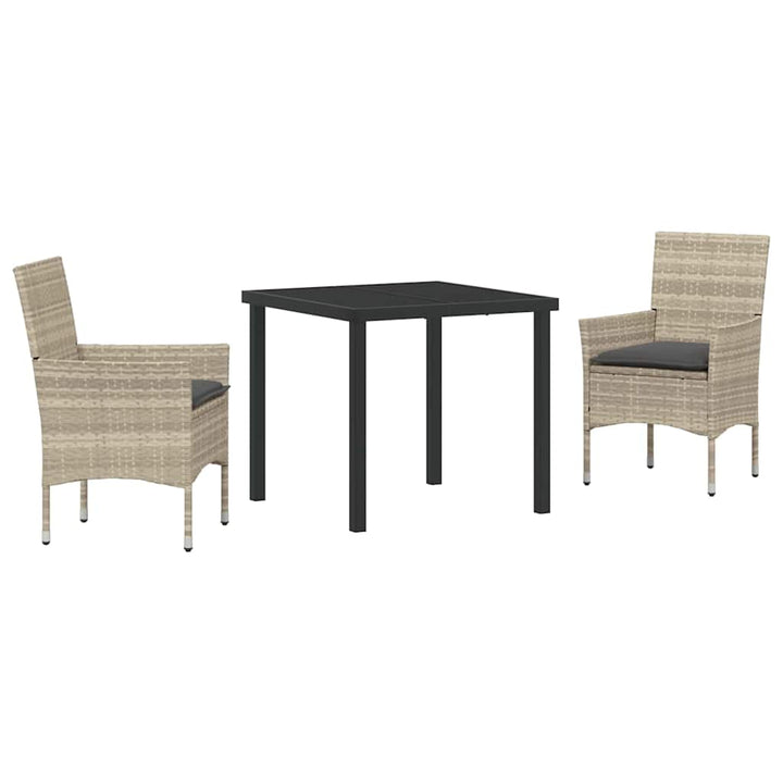 Have Spisebordssæt med pude 3 pcs Lysegrå polyrattan