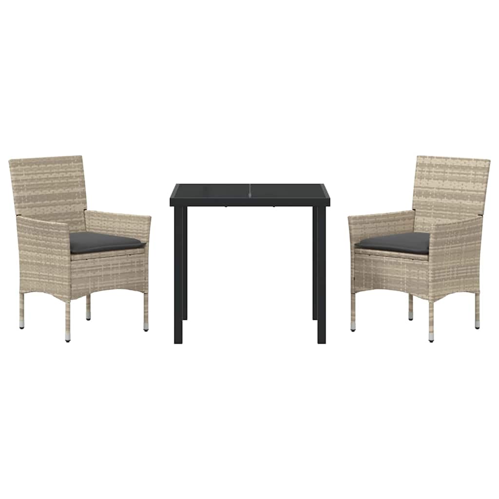 Have Spisebordssæt med pude 3 pcs Lysegrå polyrattan