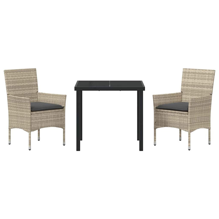Have Spisebordssæt med pude 3 pcs Lysegrå polyrattan