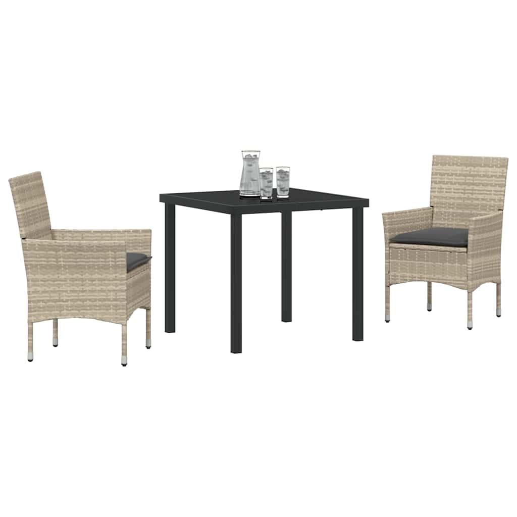 Have Spisebordssæt med pude 3 pcs Lysegrå polyrattan