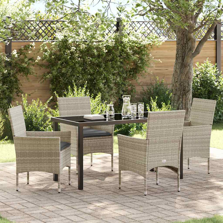 Have Spisebordssæt med pude 5 pcs Lysegrå polyrattan