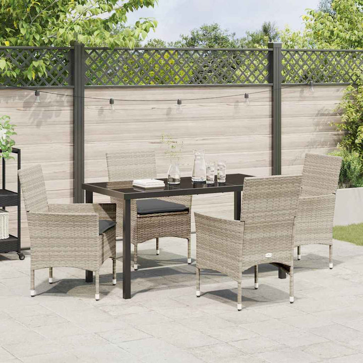 Have Spisebordssæt med pude 5 pcs Lysegrå polyrattan