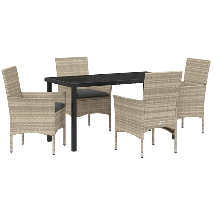 Have Spisebordssæt med pude 5 pcs Lysegrå polyrattan