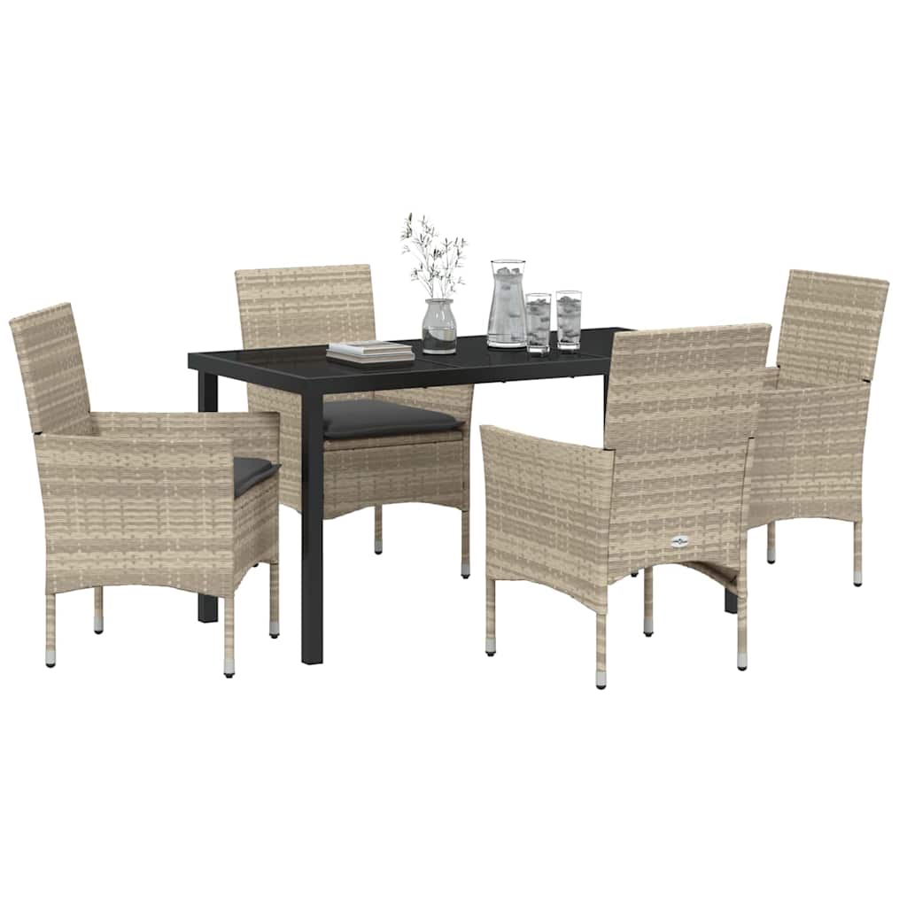 Have Spisebordssæt med pude 5 pcs Lysegrå polyrattan