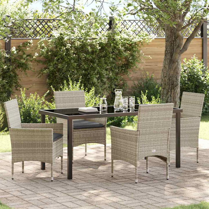 Have Spisebordssæt med pude 5 pcs Lysegrå polyrattan