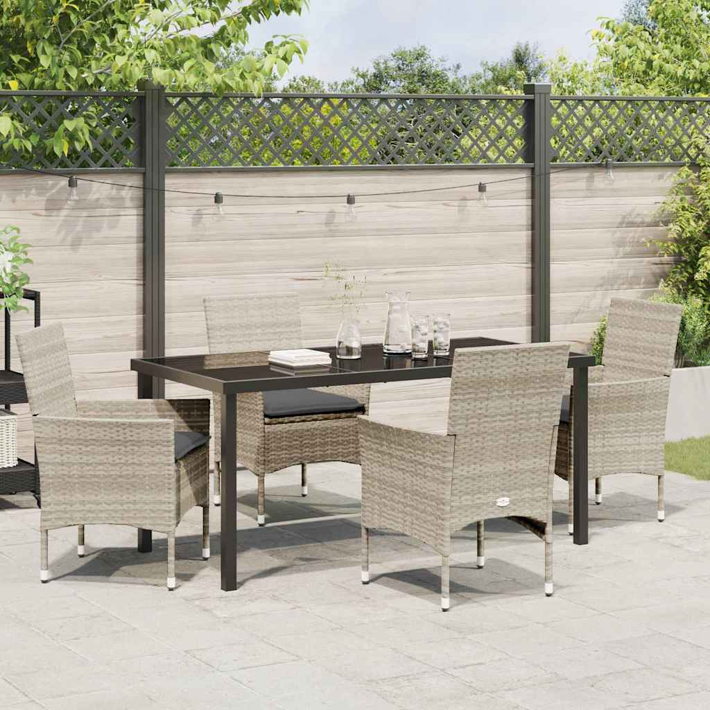 Have Spisebordssæt med pude 5 pcs Lysegrå polyrattan