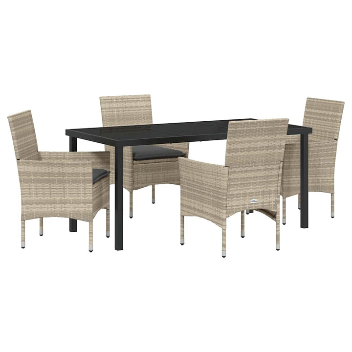 Have Spisebordssæt med pude 5 pcs Lysegrå polyrattan