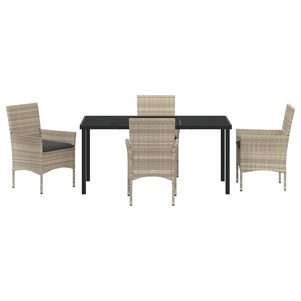 Have Spisebordssæt med pude 5 pcs Lysegrå polyrattan